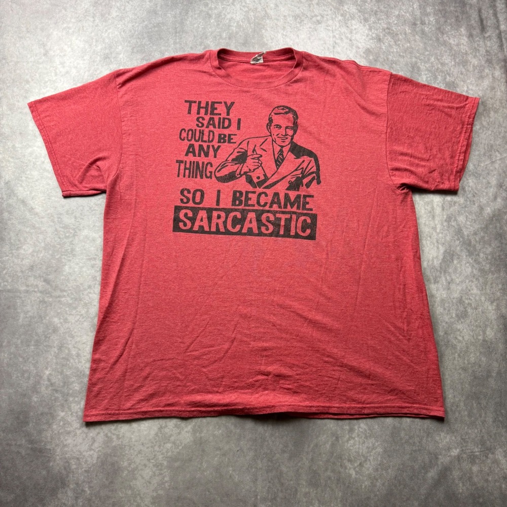 Sarcastic Graphic T-Shirt Mens 2XL Red Heather Funny Humor Tee